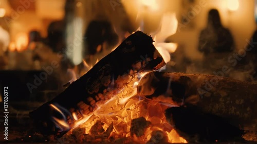 Beautiful fireplace in a restaurant