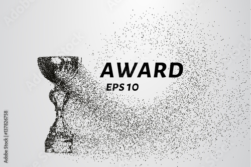 The award of the particles. Sports trophy consists of circles and points. Vector illustration