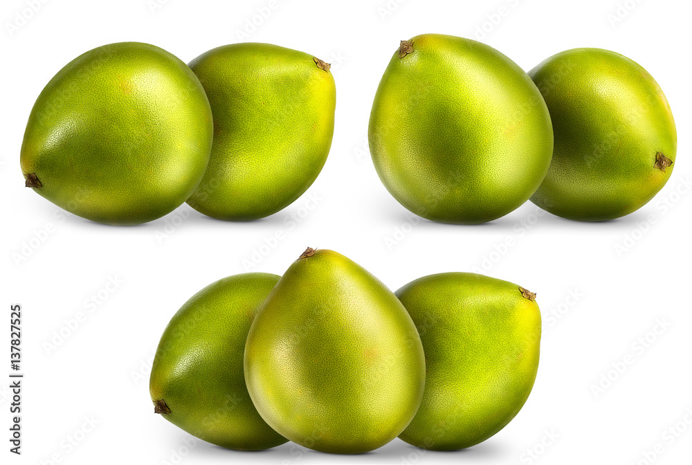 Green pomelo citrus fruit isolated on white background Green pomelo citrus fruit isolated on white background