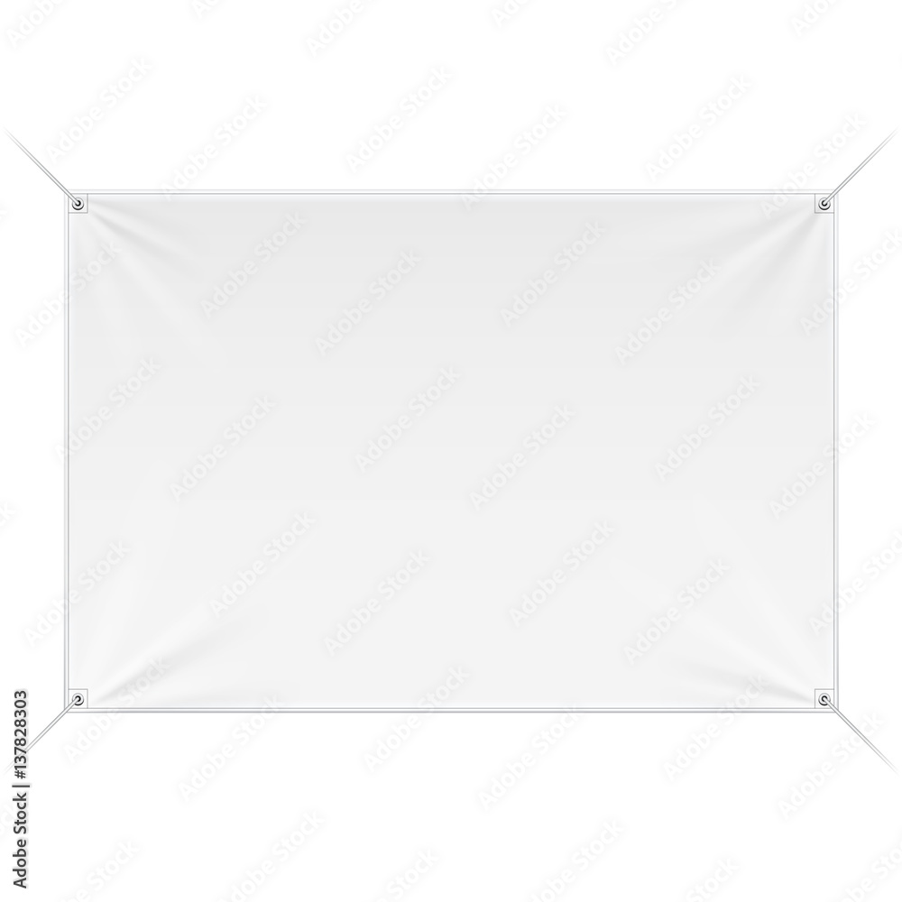 Fabric Wall Streamer Vinyl Flex Banner, Advertising Shield. Mock Up, Template. Illustration Isolated On White Background. Ready For Your Design. Product Advertising. Vector Fabric Wall Streamer Vinyl Flex Banner, Advertising Shield. Mock Up, Template. Illustration Isolated On White Background. Ready For Your Design. Product Advertising. Vector
