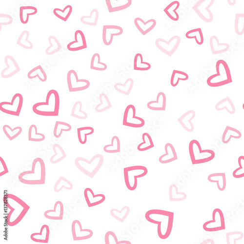 Subtle Pink Hearts on Light Background Seamless Pattern