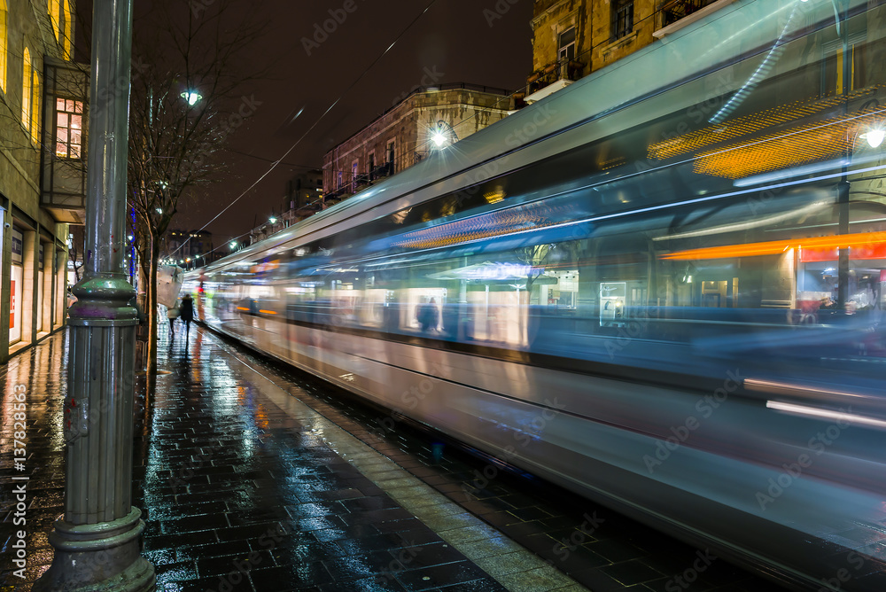 JERUSALEM, ISRAEL Light Rail tram train . is the