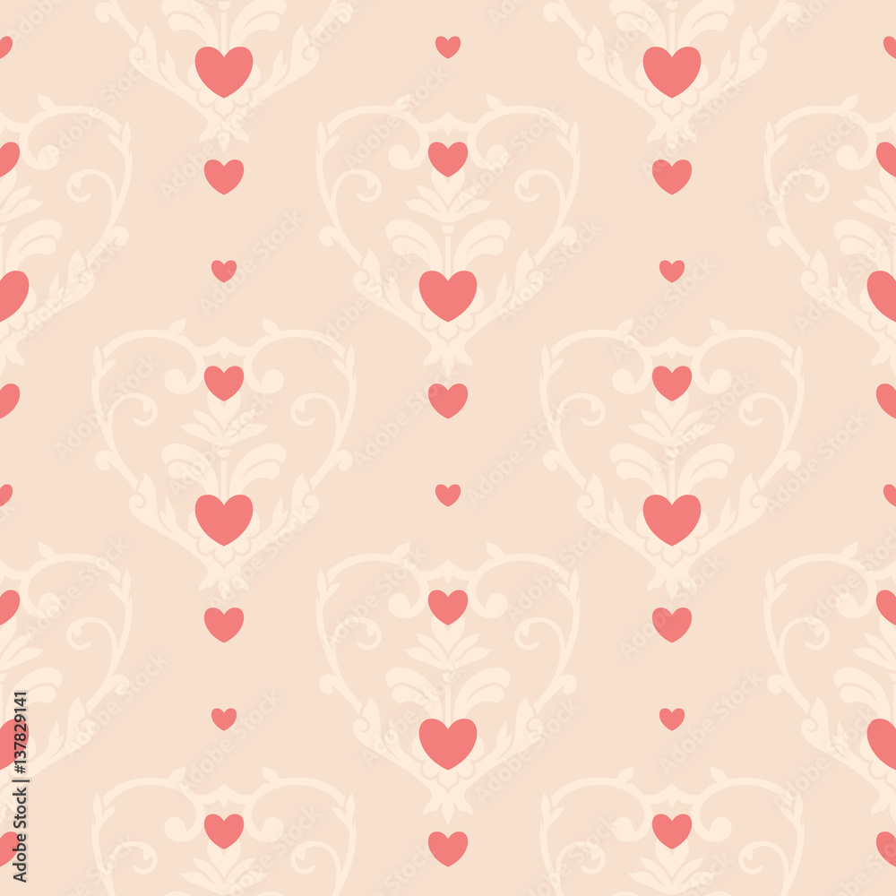 custom made wallpaper toronto digitalPink Hearts Seamless Pattern Design