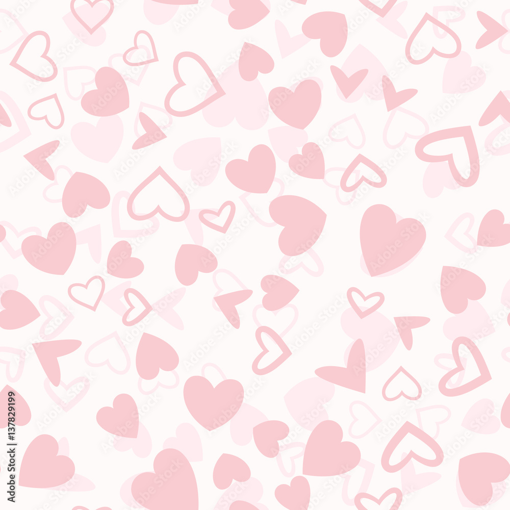 Pink Heart Shapes Mix Seamless Pattern