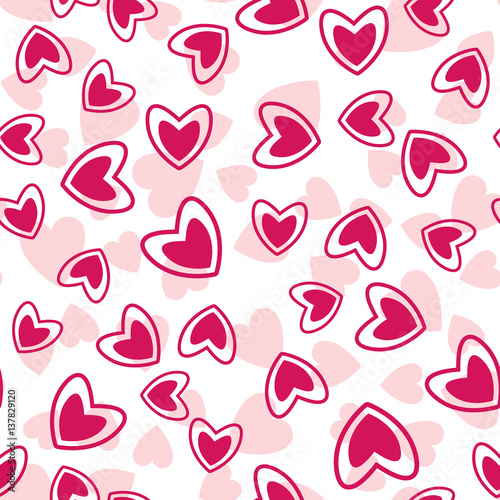 Pink Random Hearts Seamless Pattern