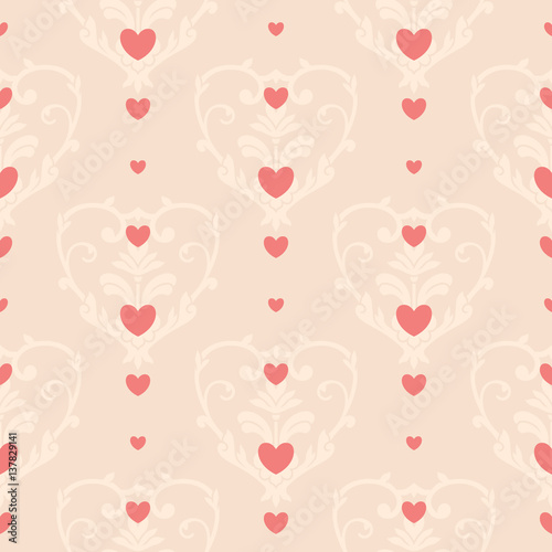 Wallpaper Mural Pink Hearts Seamless Pattern Design Torontodigital.ca