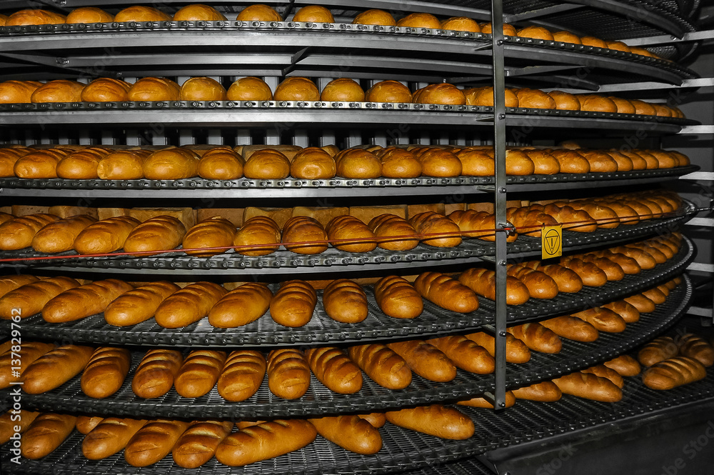 Production of bread at the bakery