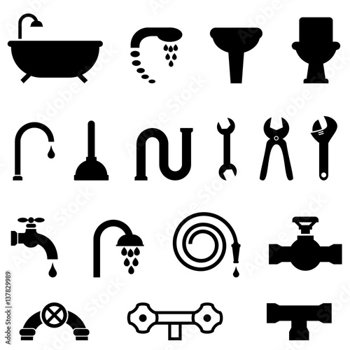 Plumbing and bathroom icons