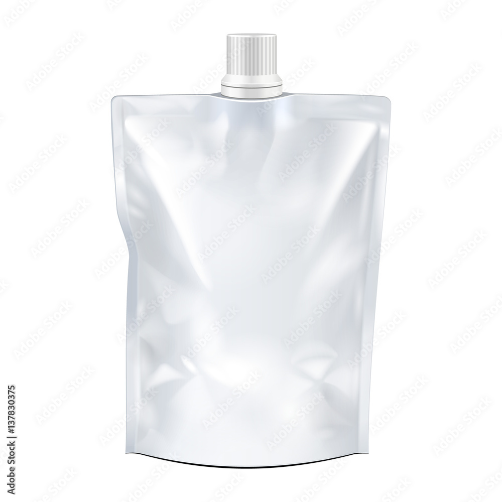 Blank Food Pack Flexible Pouch with Spout, Vector EPS10 Blank Food Pack Flexible Pouch with Spout, Vector EPS10