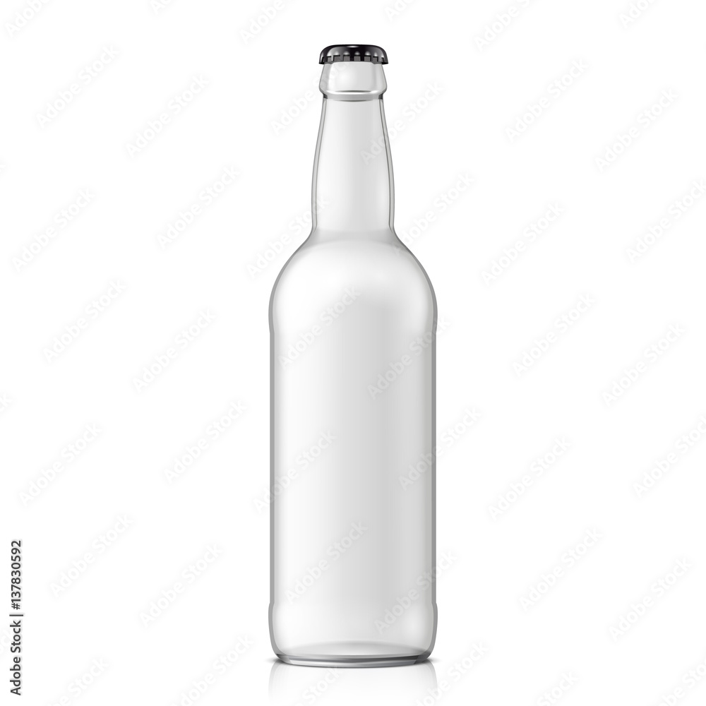 Glass Empty Water Bottle. Carbonated drink. Mock Up Template. Illustration Isolated On White Background. Ready For Your Design. Product Packaging. Vector EPS10 Glass Empty Water Bottle. Carbonated drink. Mock Up Template. Illustration Isolated On White Background. Ready For Your Design. Product Packaging. Vector EPS10