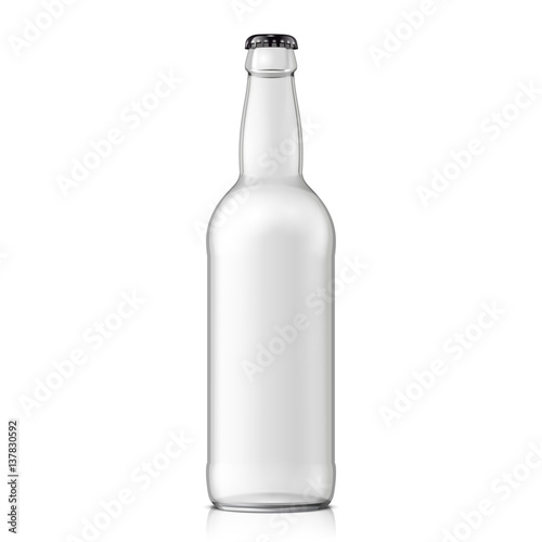 Glass Empty Water Bottle. Carbonated drink. Mock Up Template. Illustration Isolated On White Background. Ready For Your Design. Product Packaging. Vector EPS10