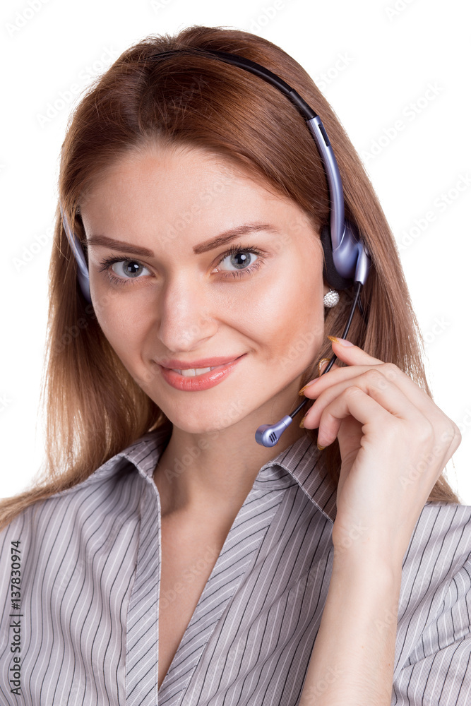Female customer support operator with headset