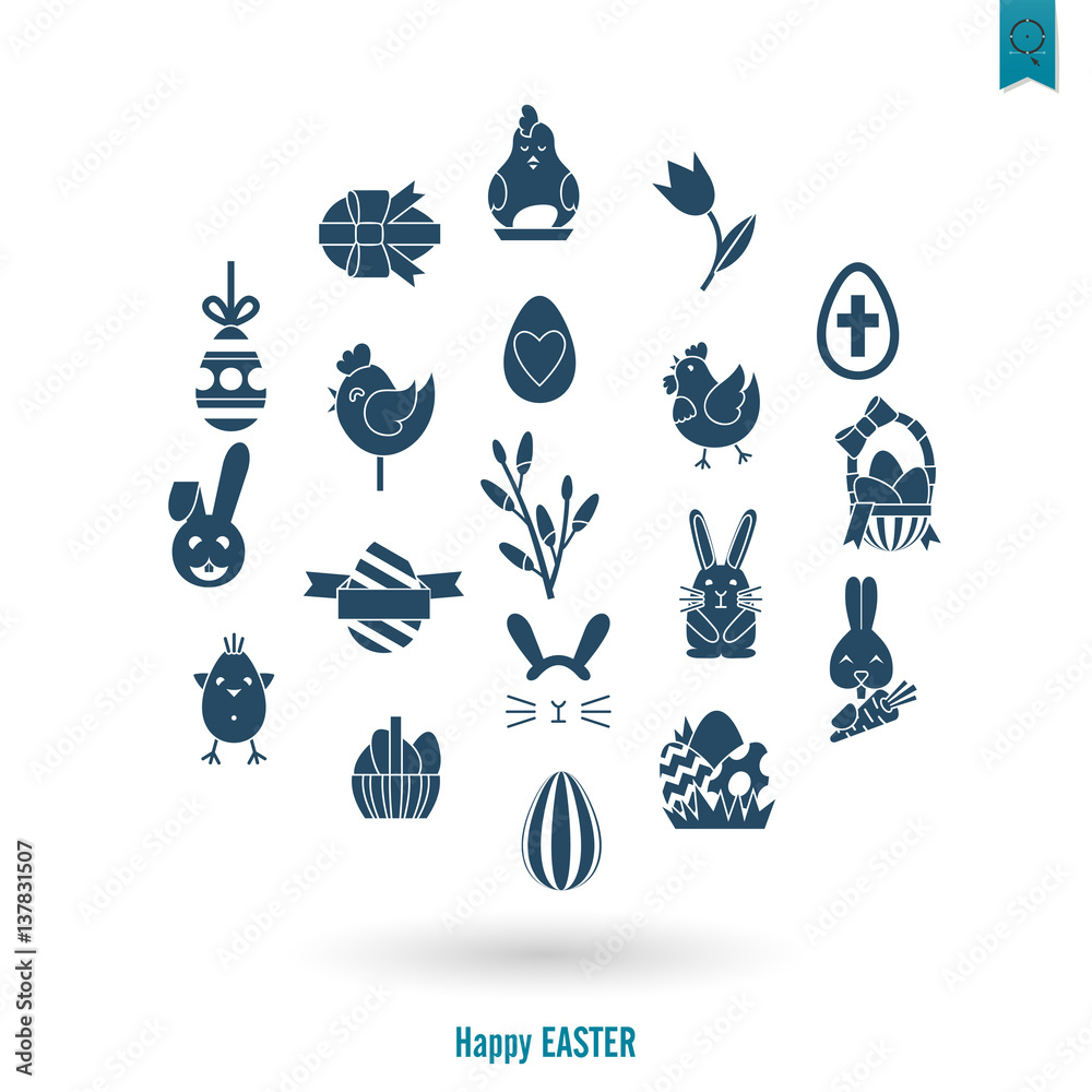 Fototapeta premium Celebration Easter Icons
