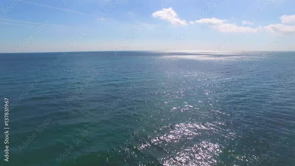 Flying over the sea at Fort Lauderdale Beach. Aerial video