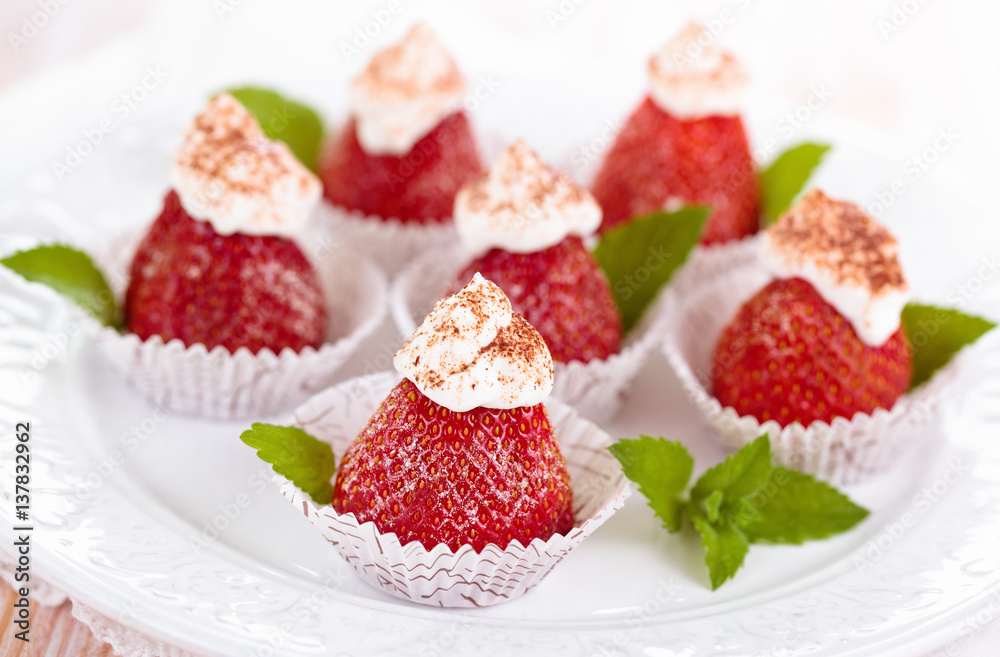 Strawberry dessert with mint. Strawberry dessert with mint.