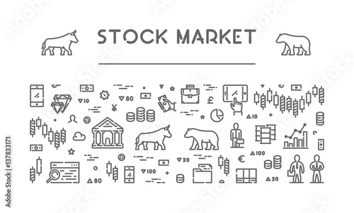 Line vector banner for stock market