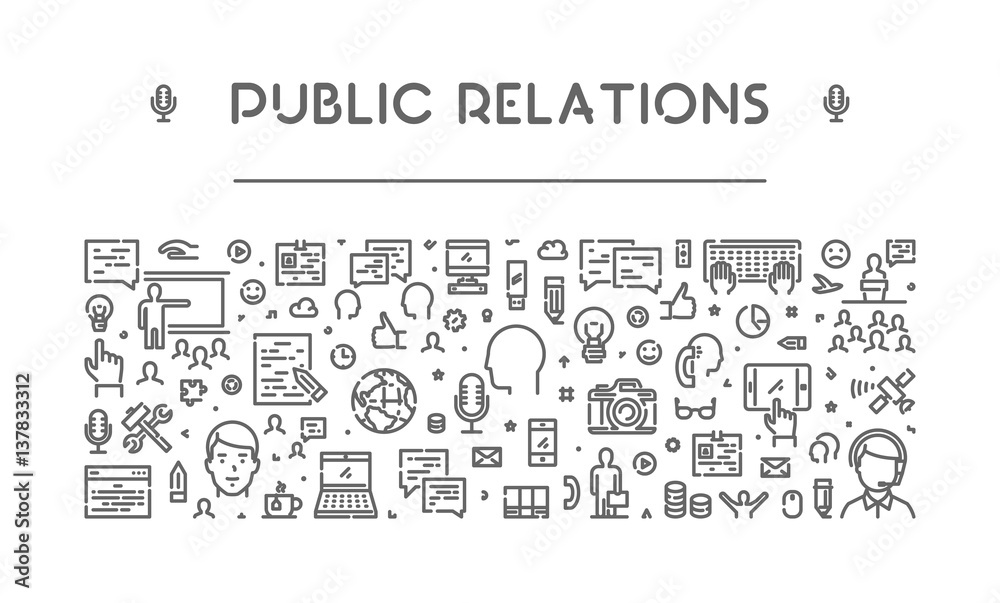 Modern line web banner for public relations
