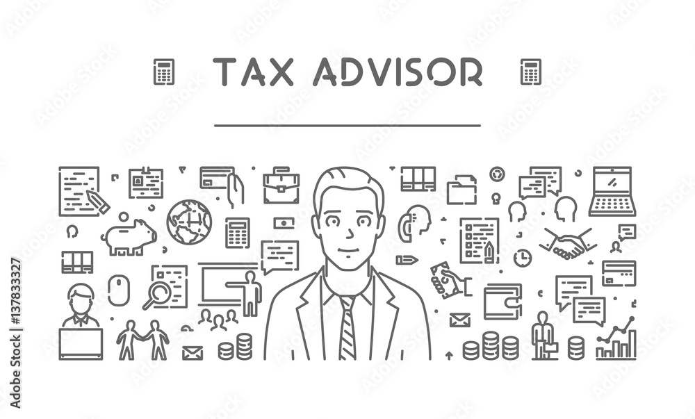 Vector line web concept for tax advisor Vector line web concept for tax advisor