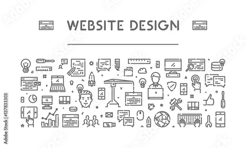 Modern line web banner for web design