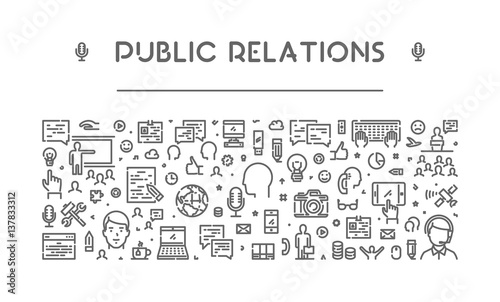 Modern line web banner for public relations