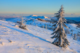 Beautiful winter landscape in the mountains, Bieszczady, Poland
