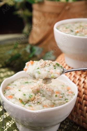 yachae juk. Vegetable Rice Porridge photo