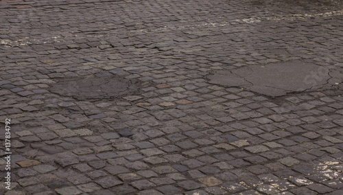 sewer and drainage manholes on the roads and sidewalks