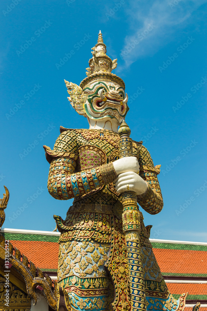 Demon Guardian at Wat Phra Kaew - the Temple of Emerald Buddha in Bangkok, Thailand