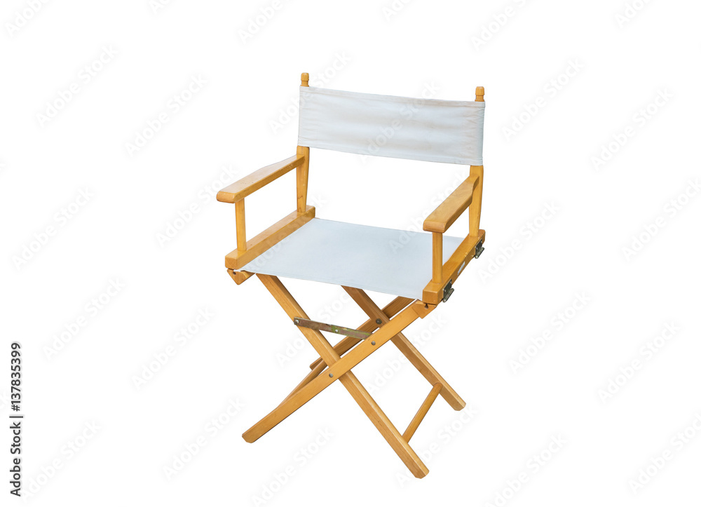 White Directors Chair isolated on white background with clipping path White Directors Chair isolated on white background with clipping path
