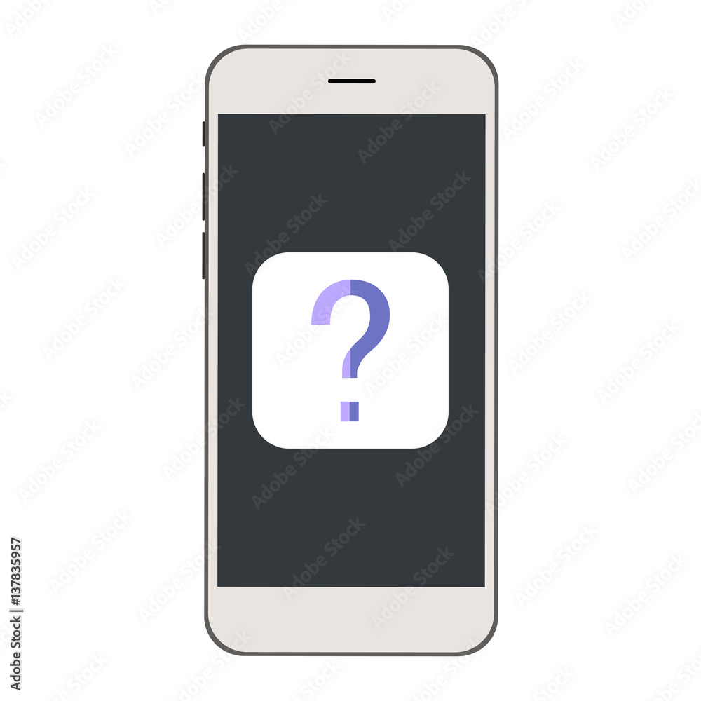 Mobile phone with Question mark icon on the screen. Mobile phone with Question mark icon on the screen.