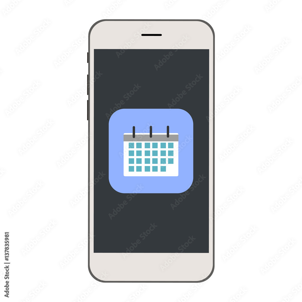 Mobile phone with Calendar Icon on the screen. Mobile phone with Calendar Icon on the screen.