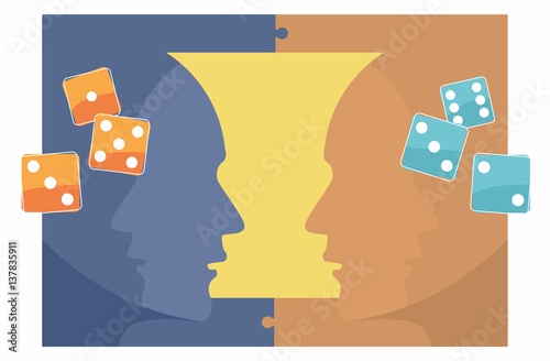 Mind Games Illustration of Rubin Vase Optical Illusion with Dice