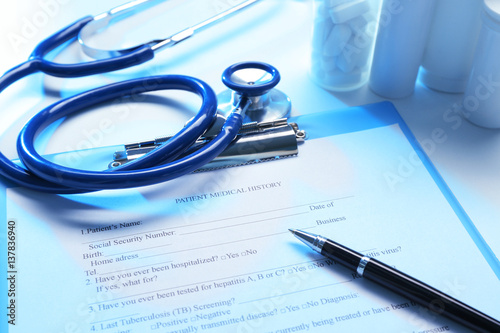 Stethoscope and patient med...