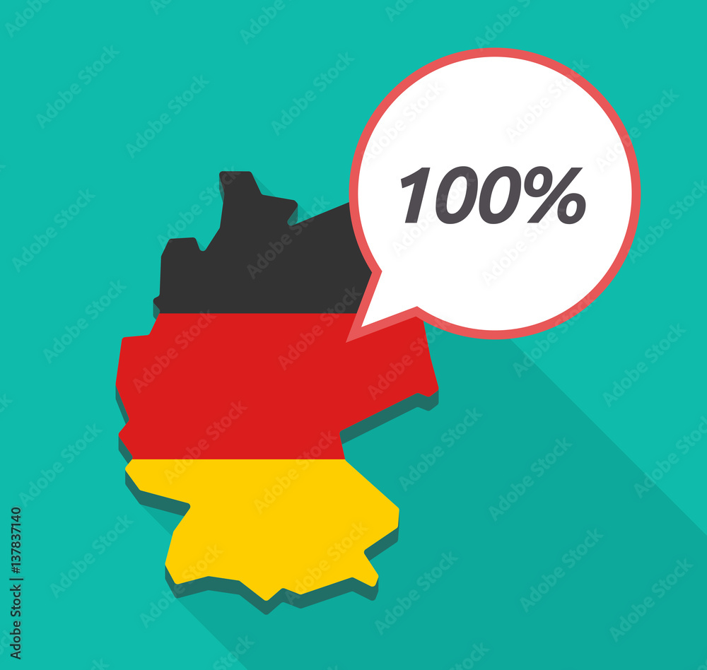 Obraz premium Long shadow Germany map with the text 100%