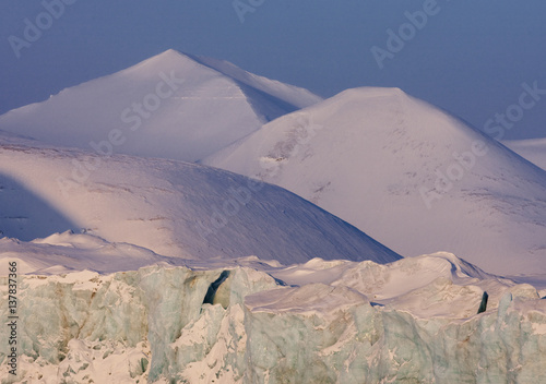 Glacier, Spitsbergen, Svalbard, March 2009 photo