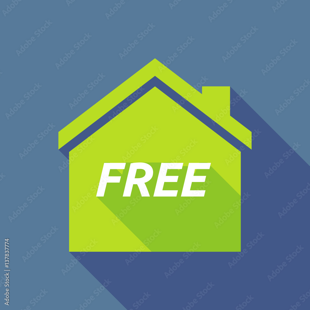 Long shadow house with the text FREE Long shadow house with the text FREE