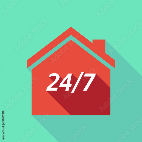 Long shadow house with    the text 24/7