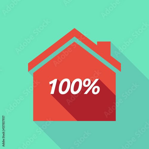 Long shadow house with    the text 100%