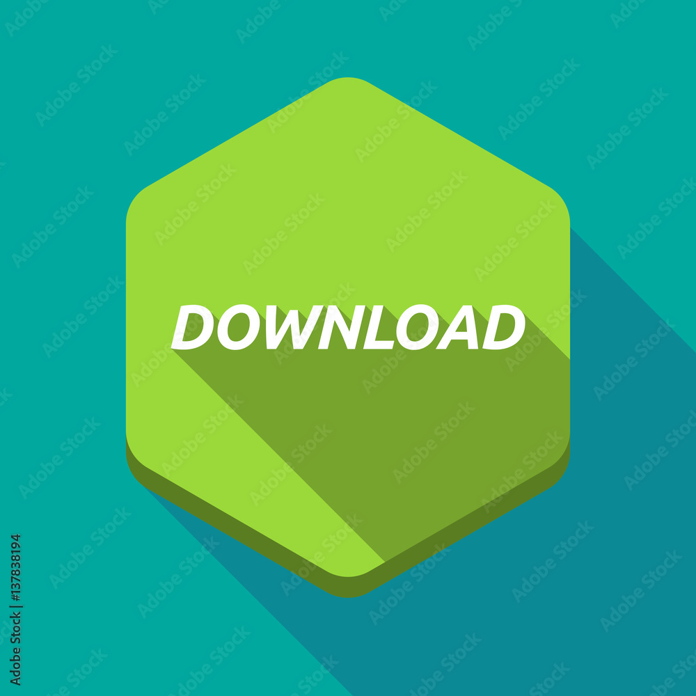 Long shadow hexagon with the text DOWNLOAD Long shadow hexagon with the text DOWNLOAD