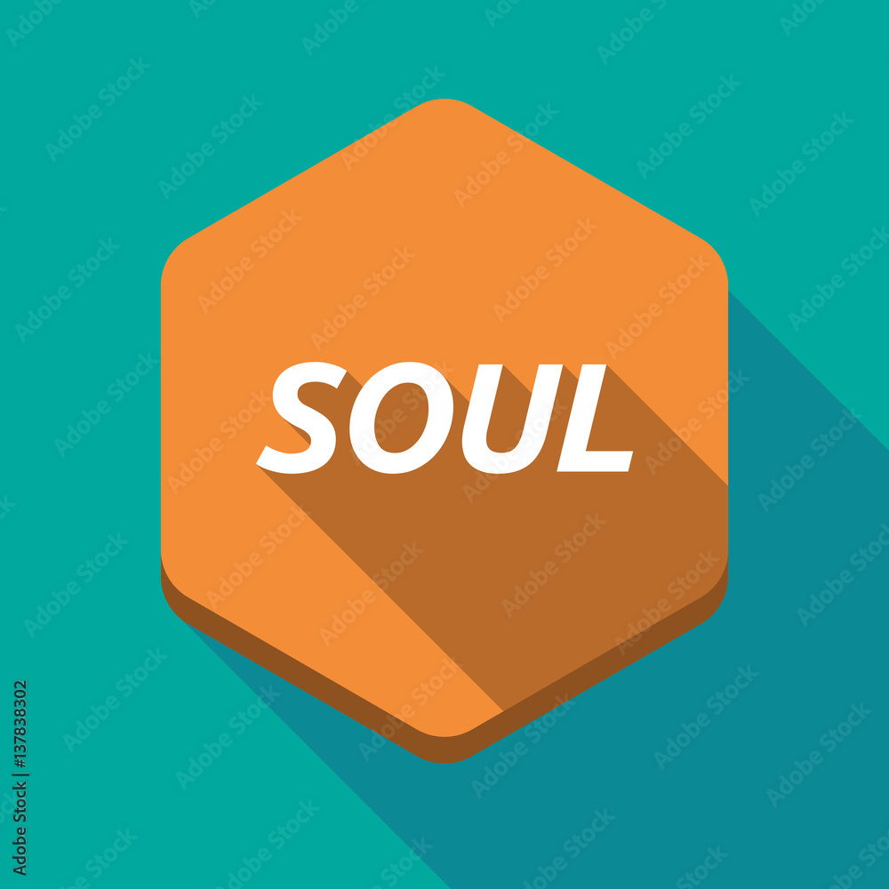 Long shadow hexagon with the text SOUL Long shadow hexagon with the text SOUL