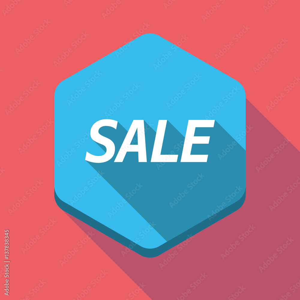 Long shadow hexagon with the text SALE Long shadow hexagon with the text SALE
