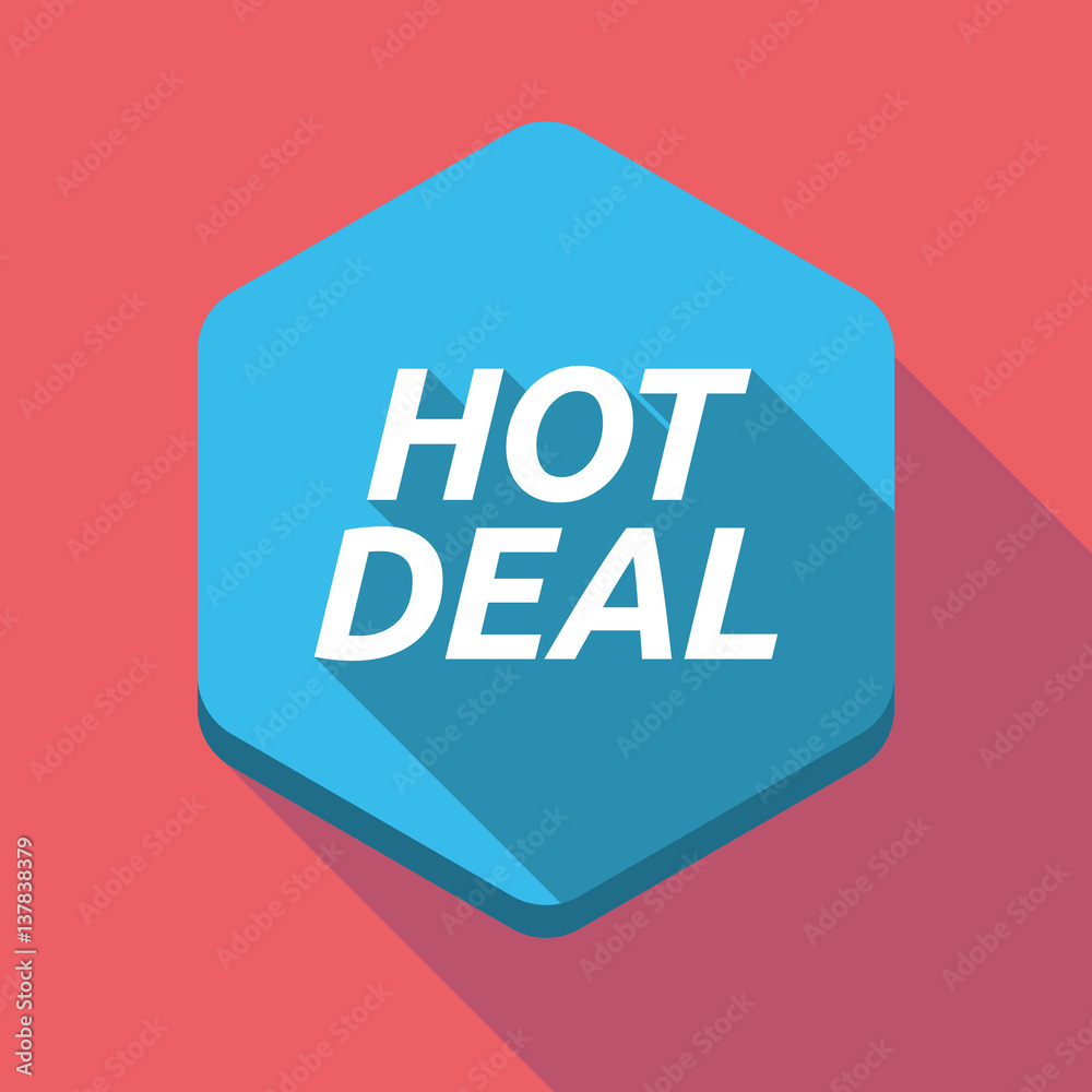 Long shadow hexagon with the text HOT DEAL Long shadow hexagon with the text HOT DEAL