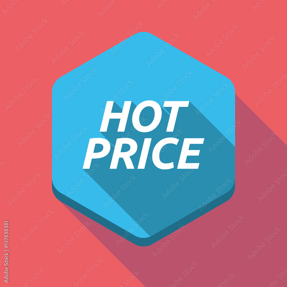 Long shadow hexagon with    the text HOT PRICE