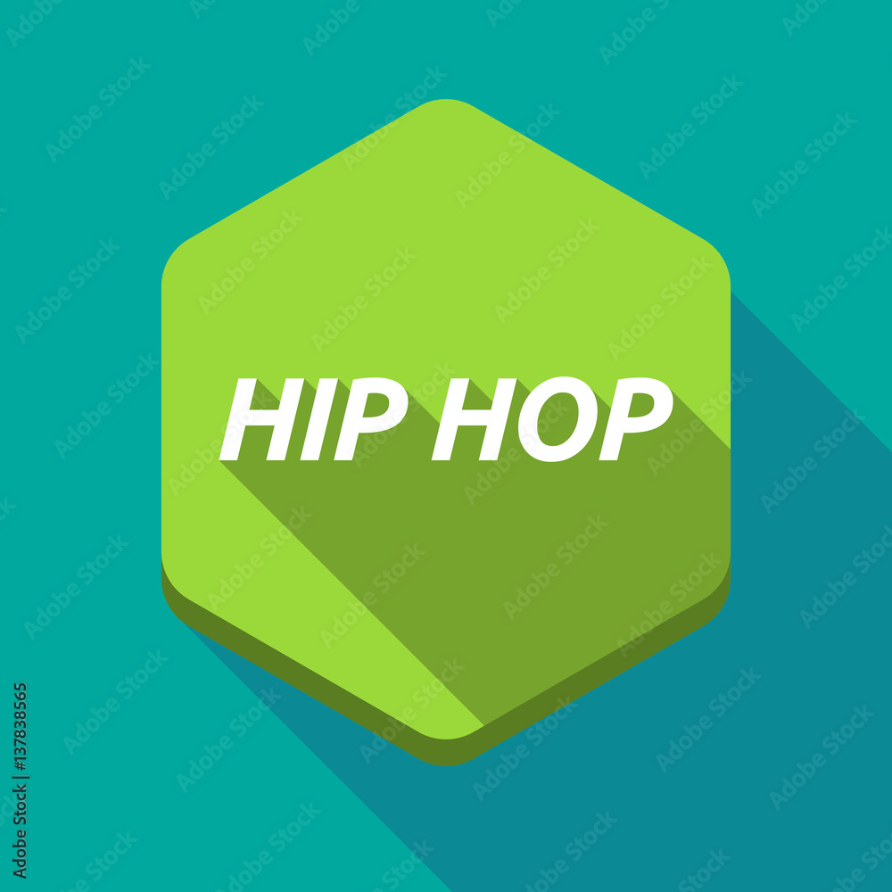 Long shadow hexagon with the text HIP HOP Long shadow hexagon with the text HIP HOP