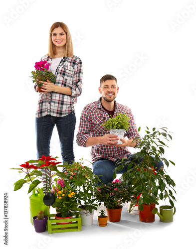 Two florists with beautiful...