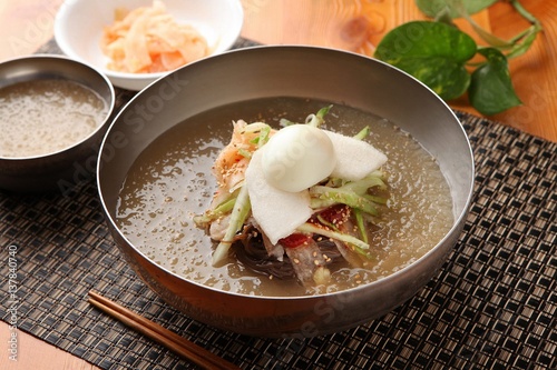 mul naengmyeon. korean style cold noodles photo