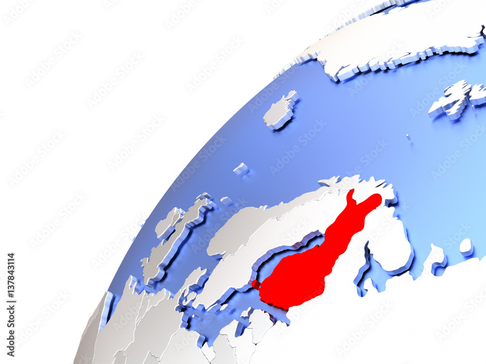 Obraz premium Finland on modern shiny globe
