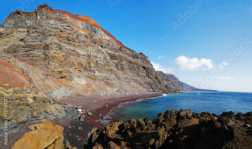Red sand beach - Playa del Verodal on Hierro, Canary Islands, Spain photo