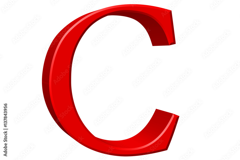 Uppercase letter C, isolated on white, 3D illustration Uppercase letter C, isolated on white, 3D illustration