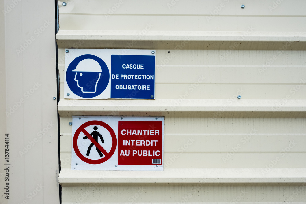 Chantier Barri re Protection Travaux Interdit Casque Protection Panneau 